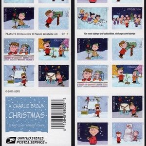 CHARLIE BROWN CHRISTMAS Pane of 20  Stamps